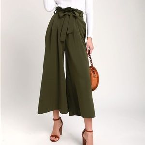 H&M Olive Culottes/Paperbag Pants
